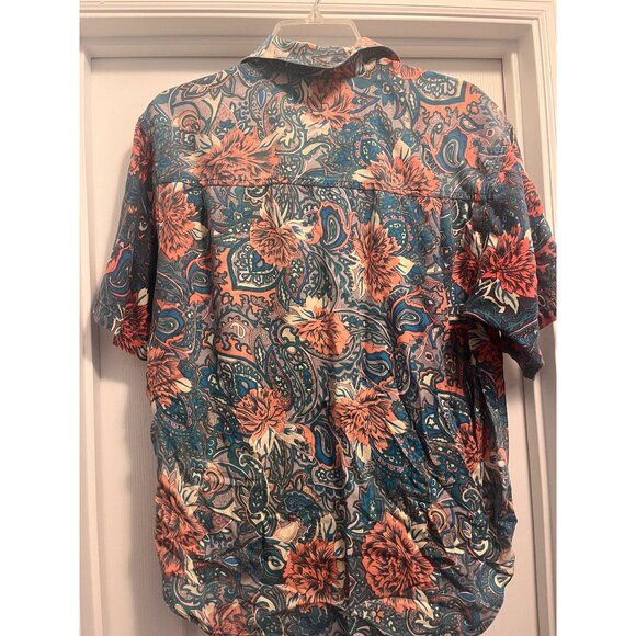 Code Zero Vintage Mens Floral Blue button Front shirt Sz small - Picture 3 of 5